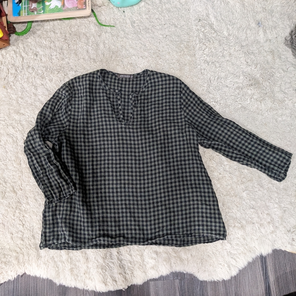 100% Linen 3/4 length blouse